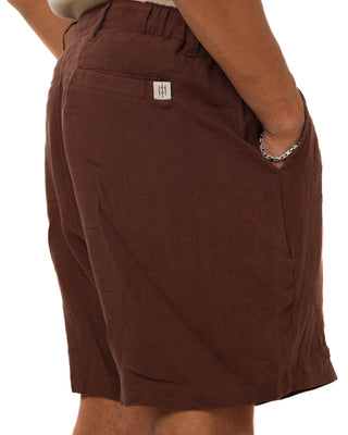 Man wearing an Everseason brown shorts from the back