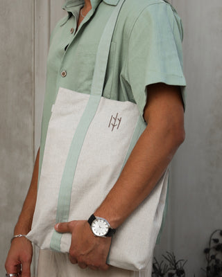 Linen Tote Bag -Mint Green